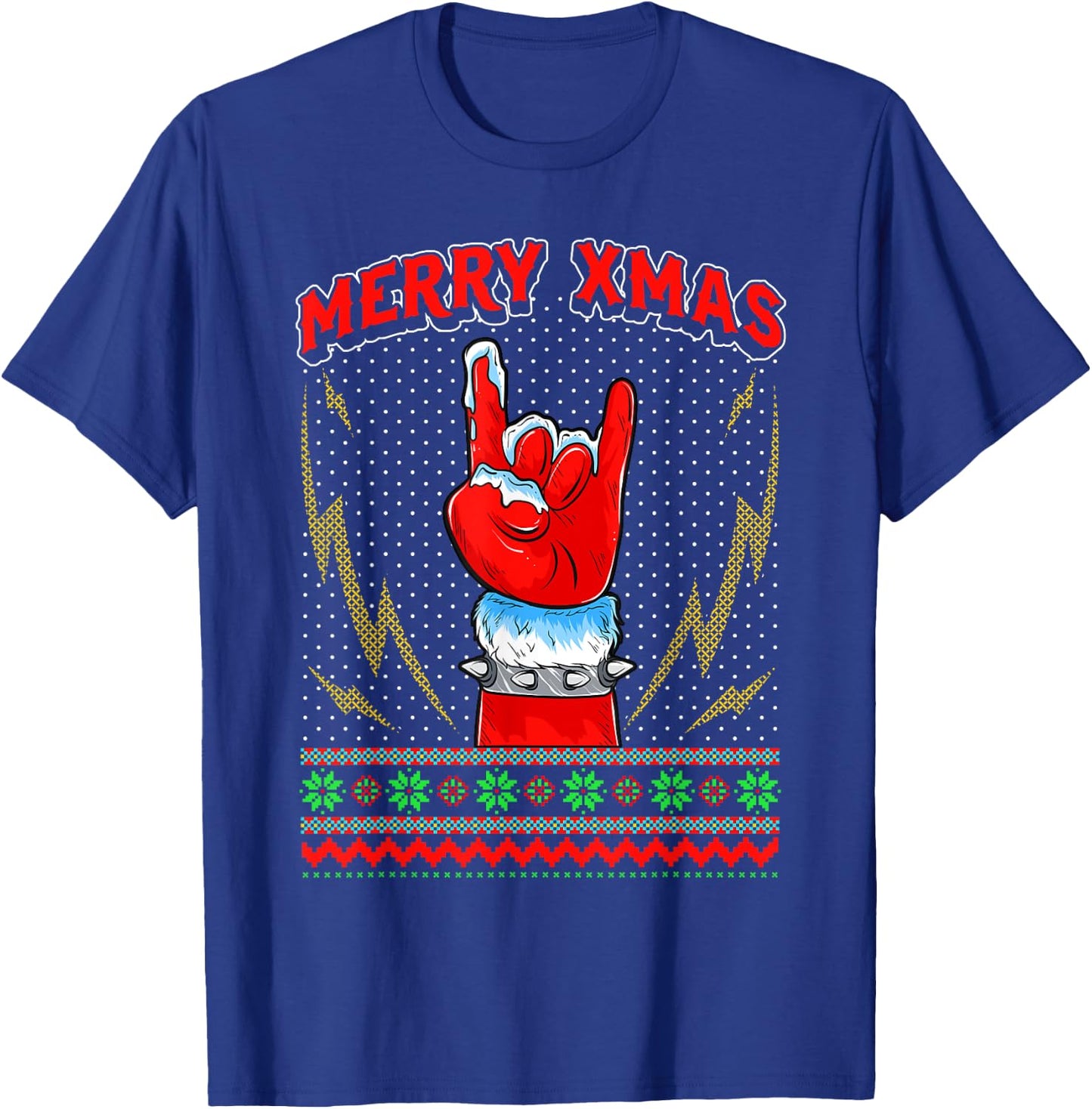 Heavy Metal and Rock Ugly Christmas Sweater Gift T-Shirt - T-Shirt | Royal