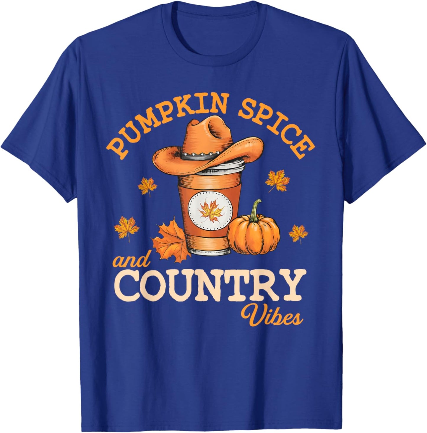 Pumpkin Spice And Country Vibes Western Fall Autumn Howdy T-Shirt - T-Shirt | Royal