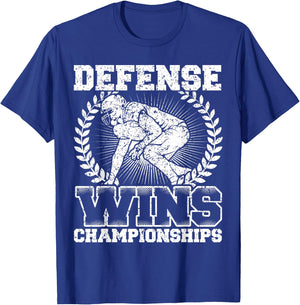 Defense wins Championships | Football Defence Lineman T-Shirt - T-Shirt | Royal