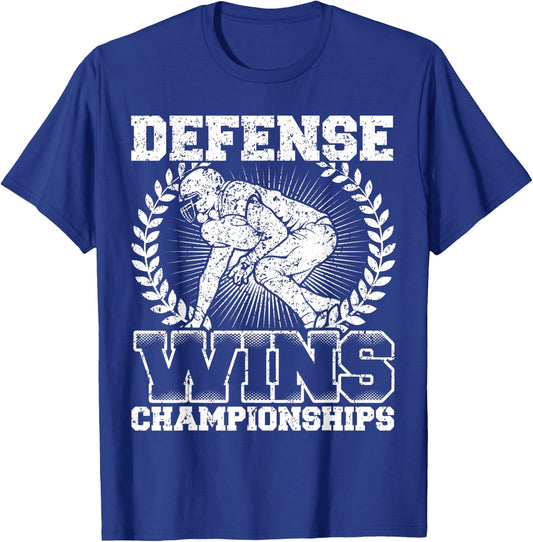 Defense wins Championships | Football Defence Lineman T-Shirt - T-Shirt | Royal