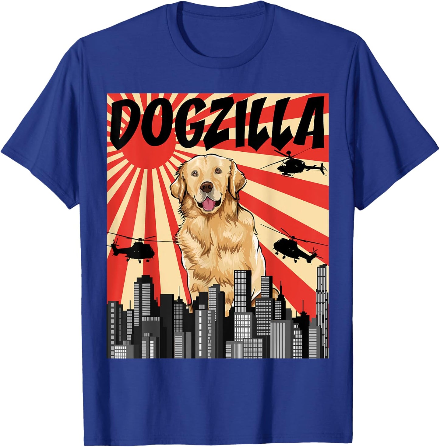 Funny Retro Japanese Dogzilla Golden Retriever T-Shirt - T-Shirt | Royal