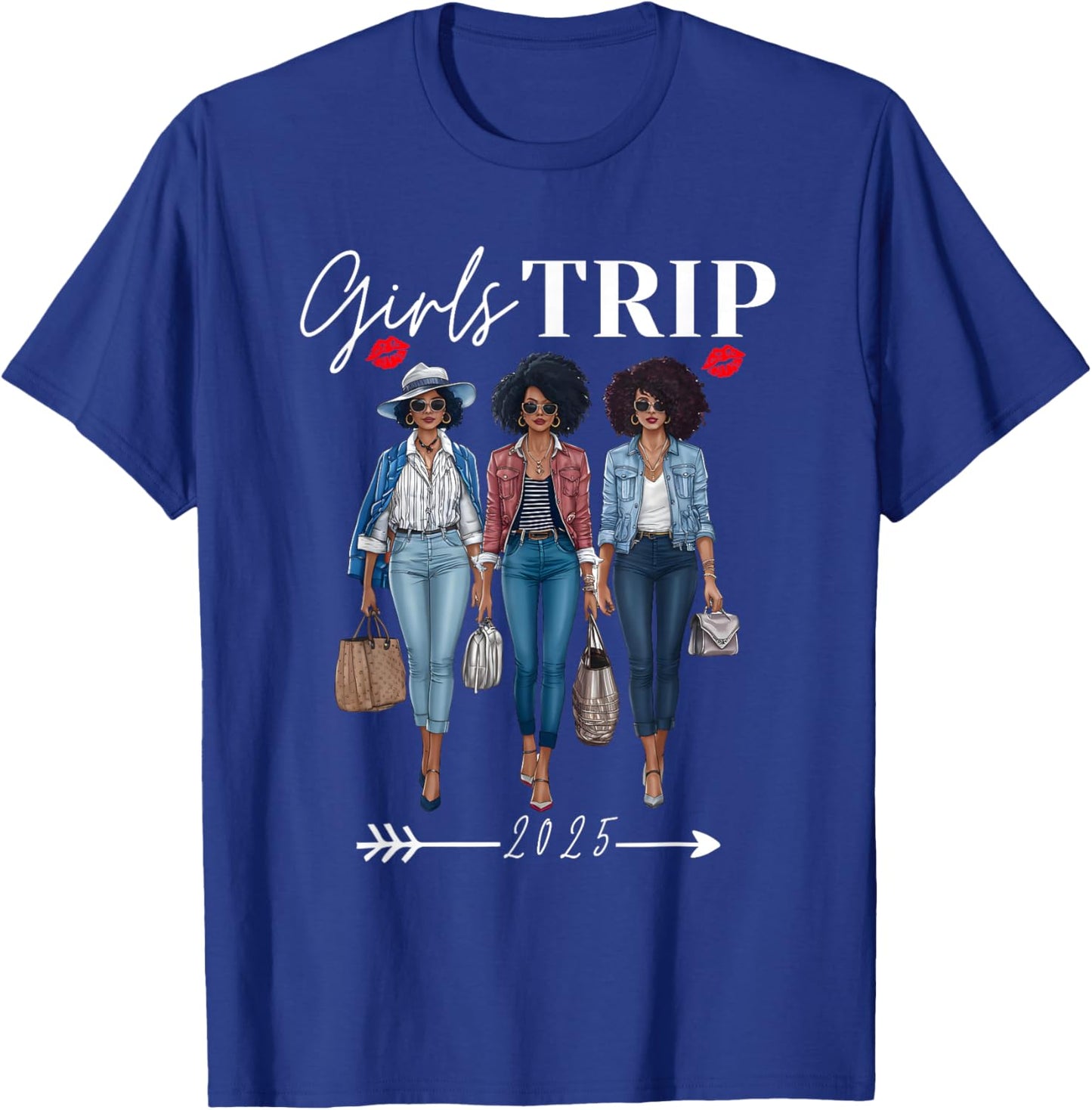 Girls Trip 2025 For Black Melanin Queen on Vacation Women T-Shirt - T-Shirt | Royal