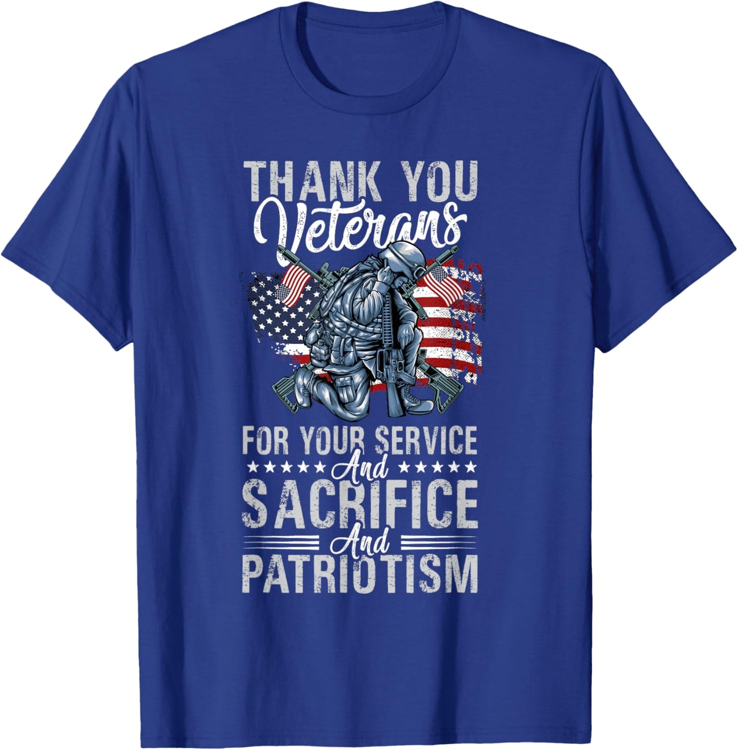 Thank You Veterans For Your Service And Sacrifice And Patrio T-Shirt - T-Shirt | Royal