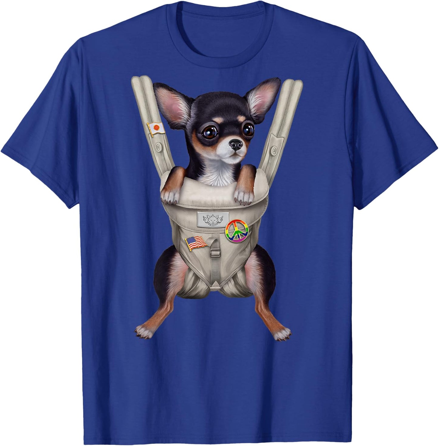 Black Chihuahua Dog in Baby Carrier Men Women Kids T-Shirt - T-Shirt | Royal
