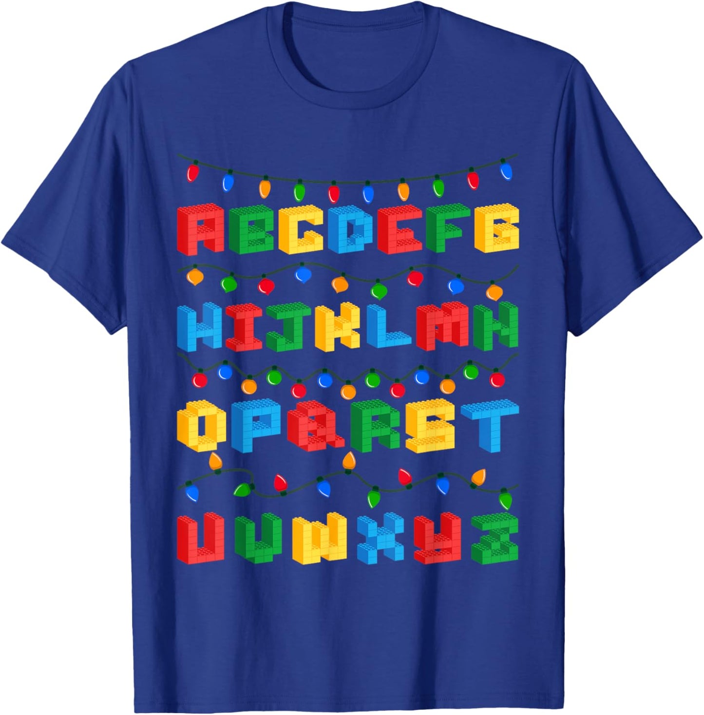 Alphabet Christmas Master Builder Building Block Brick T-Shirt - T-Shirt | Royal