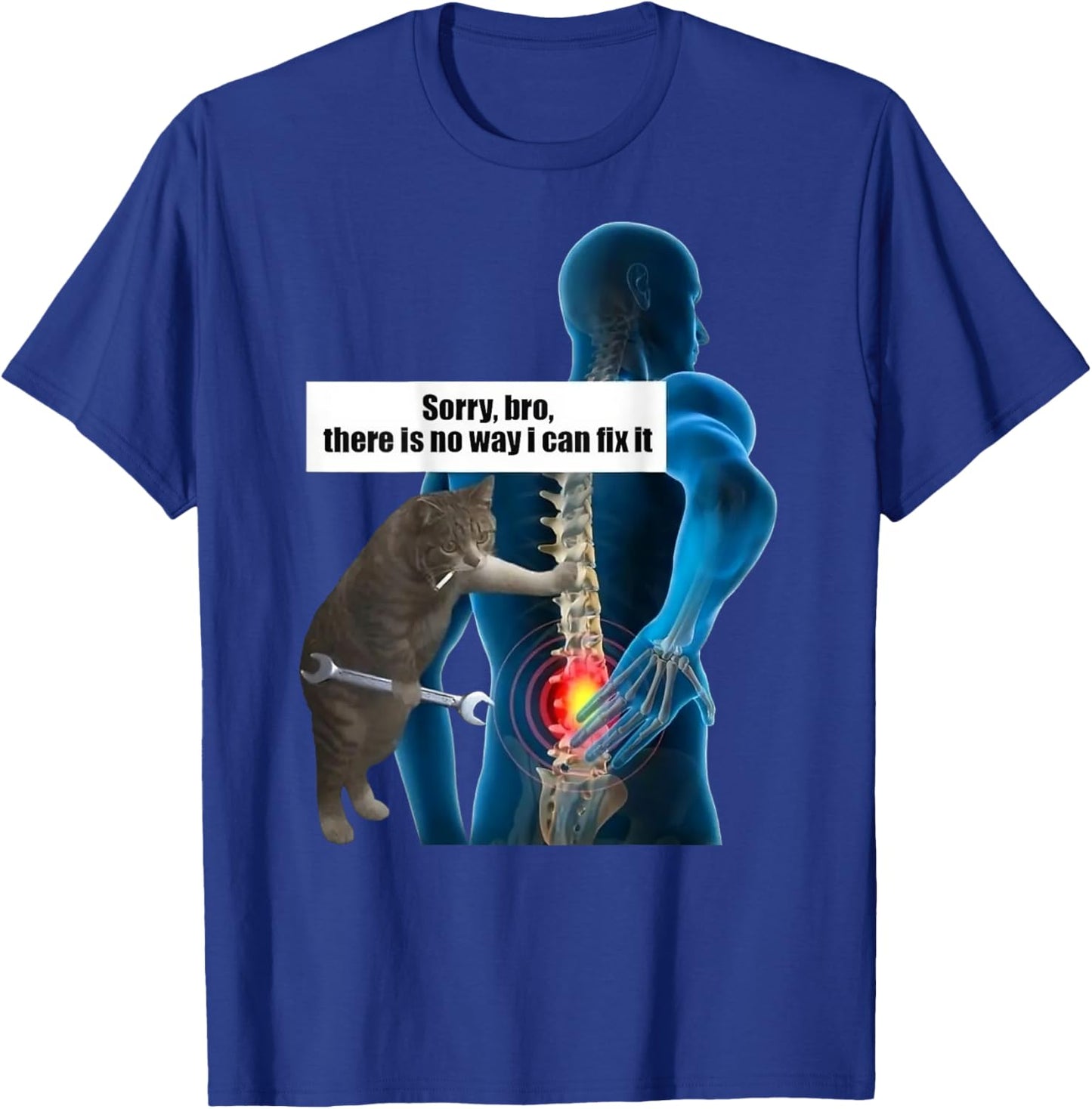 Funny Cat Meme Back Pain Getting Old Sarcastic Middle Age Men Women T-Shirt - T-Shirt | Royal