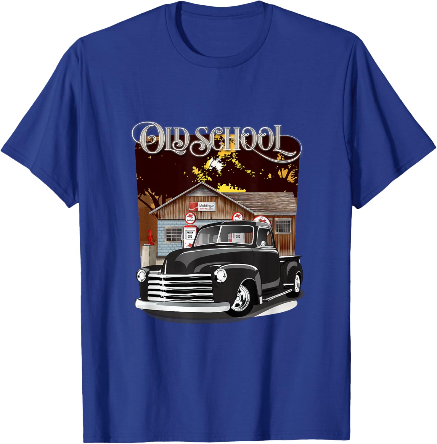 1948 Classic Truck with Old School Service Station Design T-Shirt - T-Shirt | Royal
