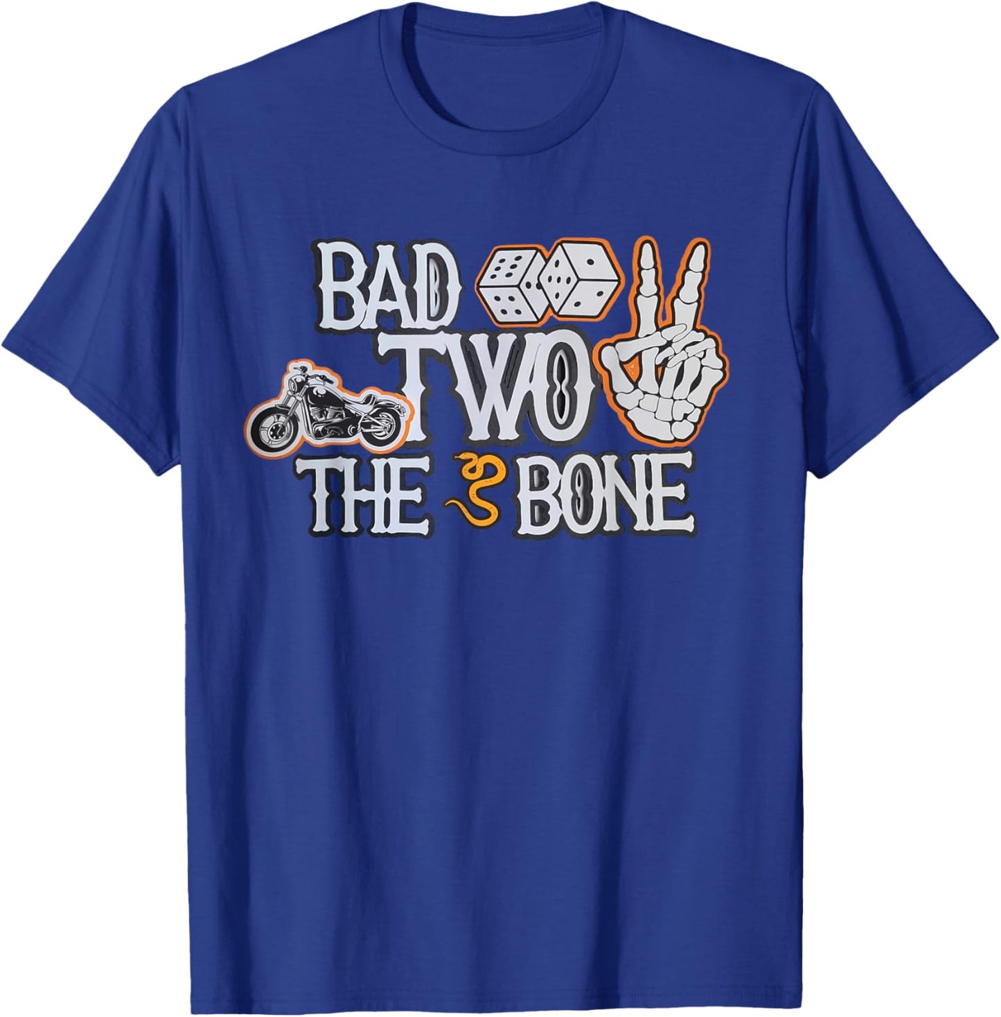 Bad To The Bone Skeleton TWO Birthday Toddler Kids Funny T-Shirt - T-Shirt | Royal