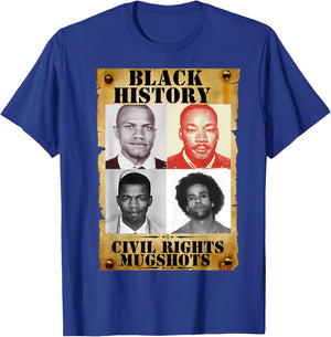 Black History Month Authentic Civil Rights Mugshots Design T-Shirt - T-Shirt | Royal