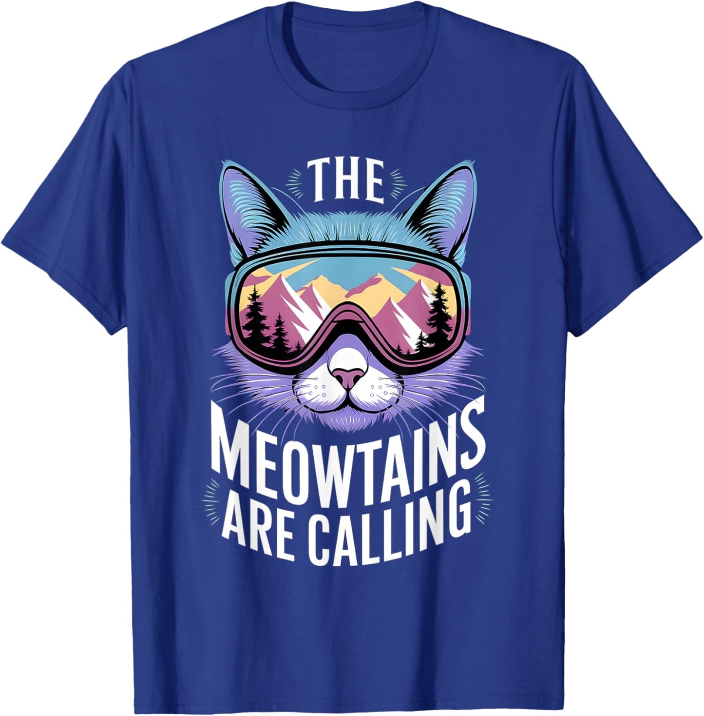 the mountains are calling cat lover Cool Snowboard ski lover T-Shirt - T-Shirt | Royal