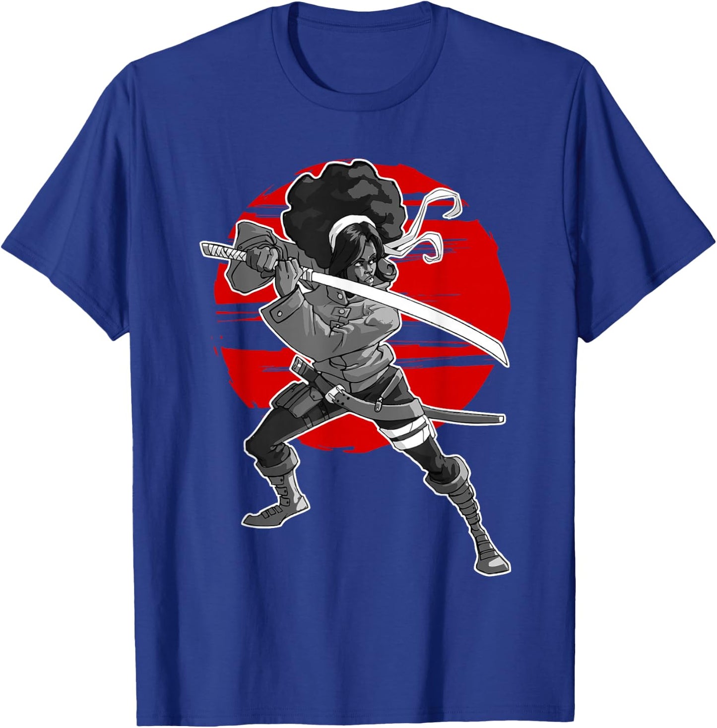 Afro Black Woman Samurai T-Shirt - T-Shirt | Royal