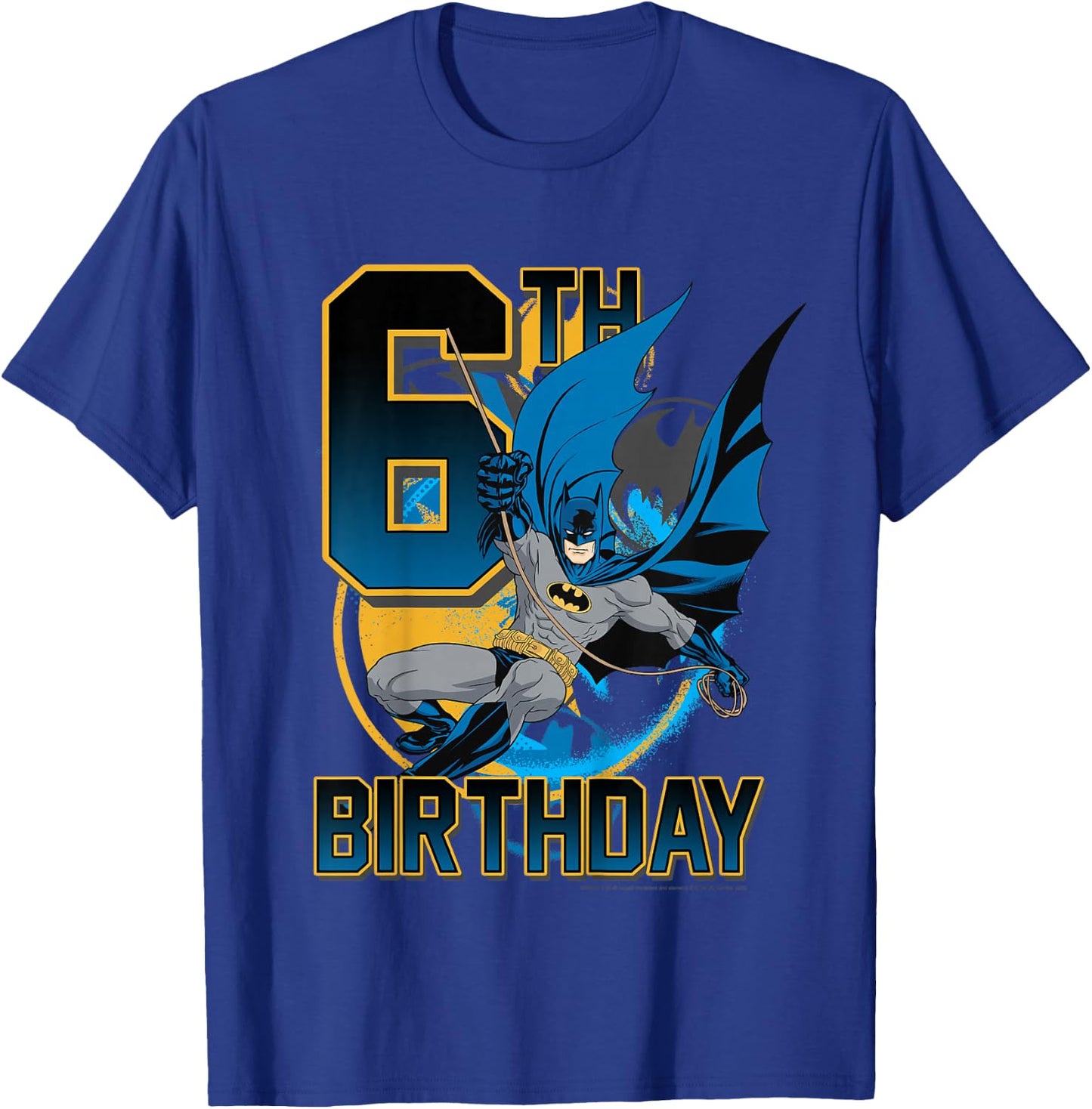 Kids DC Comics Batman 6th Birthday Action Shot T-Shirt - T-Shirt | Royal