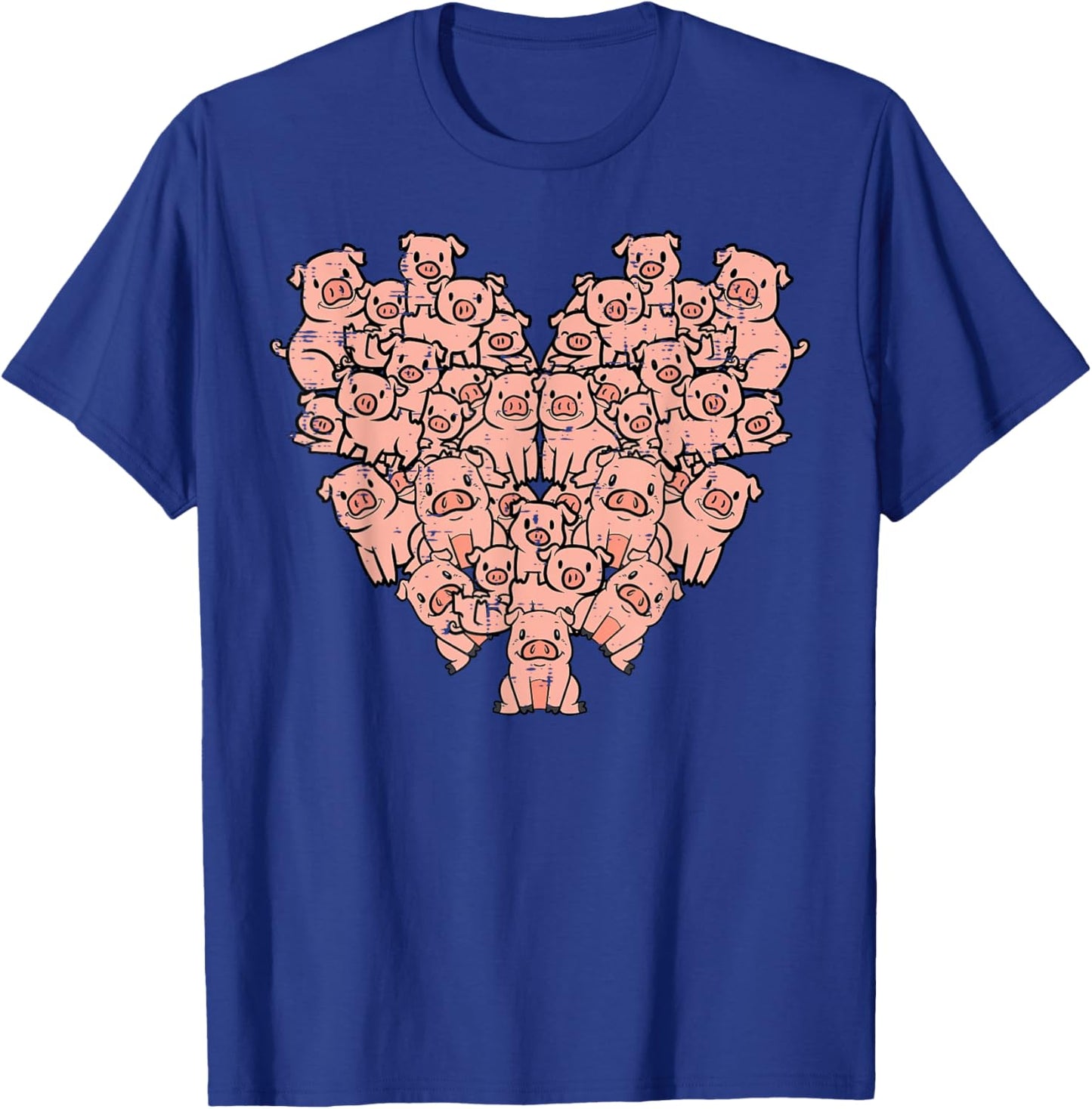Pigs Heart Shape Cute Love Hog Swine Girls Kids Women Men T-Shirt - T-Shirt | Royal