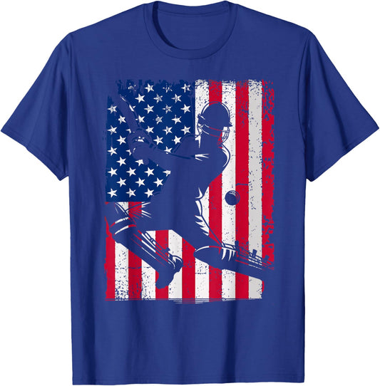 Retro USA Cricket Jersey America Cricket in USA T-Shirt - T-Shirt | Royal