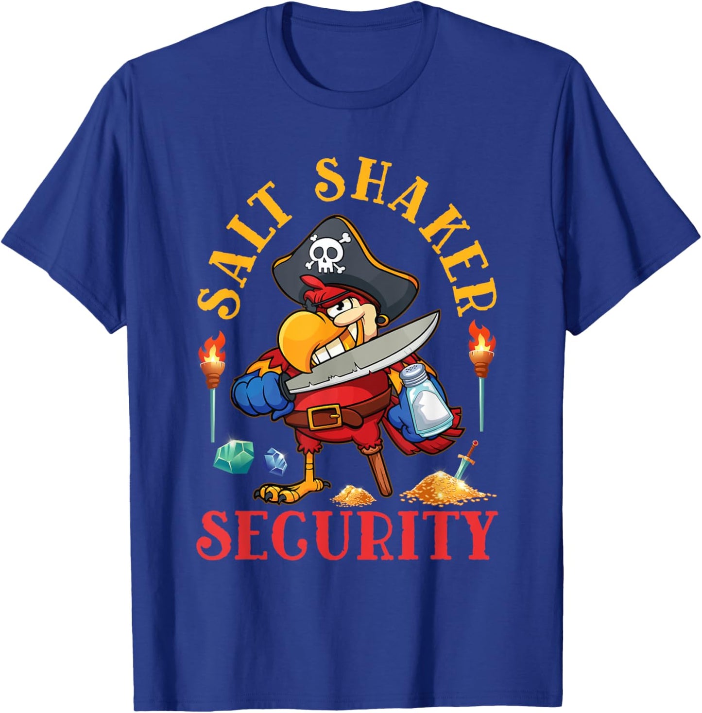 Salt-Shaker Security Pirate Head Parrot Funny Concert T-Shirt - T-Shirt | Royal