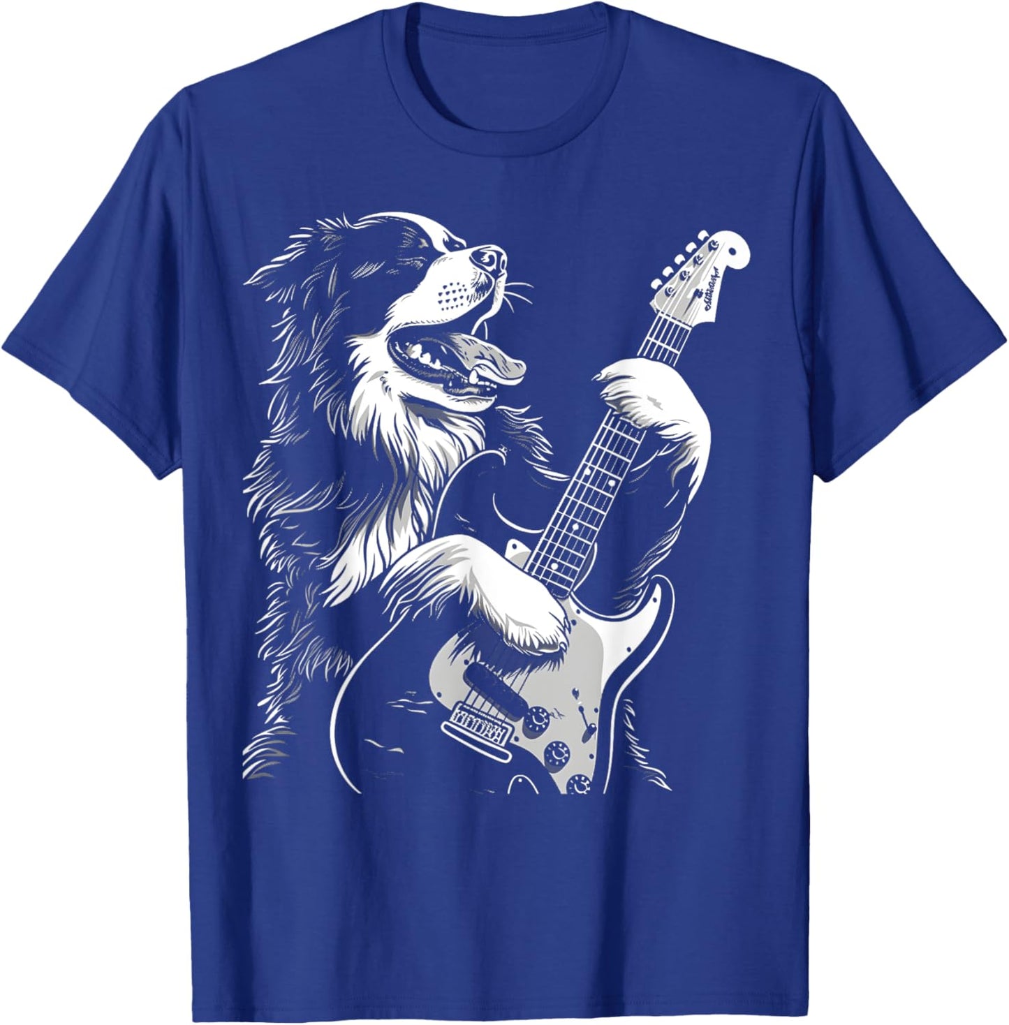 Bernese Mountain Dog Playing Electric Guitar Rock Dog Dad Women Kids T-Shirt - T-Shirt | Royal