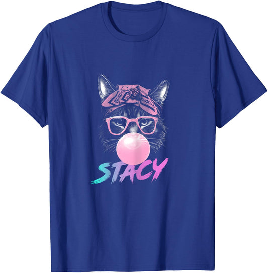STACY - Adorable girl name with cute Cat T-Shirt - T-Shirt | Royal