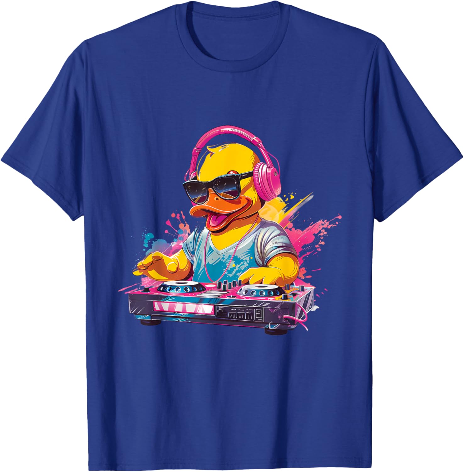 Rubber Duck Turntable DJ Watercolor Music DJ Rubber Duckie T-Shirt - T-Shirt | Royal