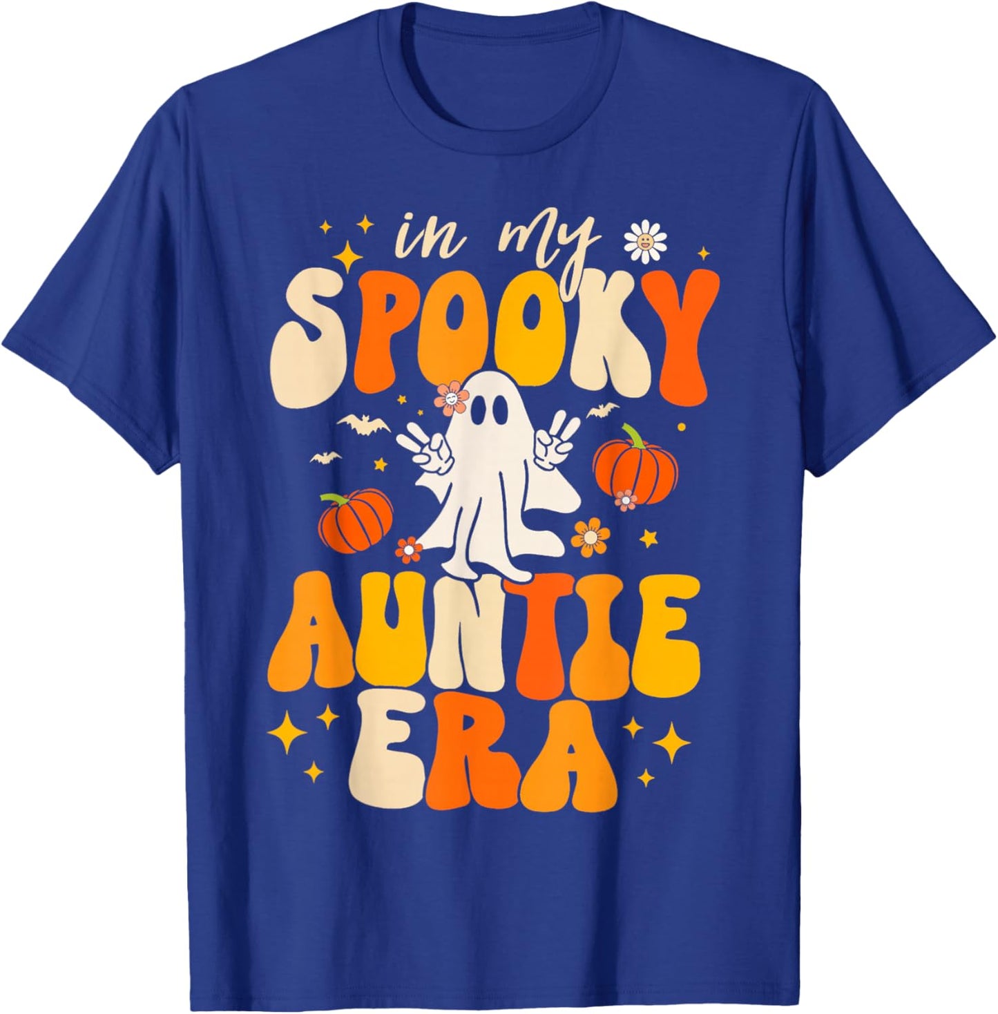 Retro In My Spooky Aunt Era Groovy Halloween Ghost Auntie T-Shirt - T-Shirt | Royal