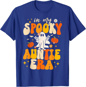 Retro In My Spooky Aunt Era Groovy Halloween Ghost Auntie T-Shirt - T-Shirt | Royal