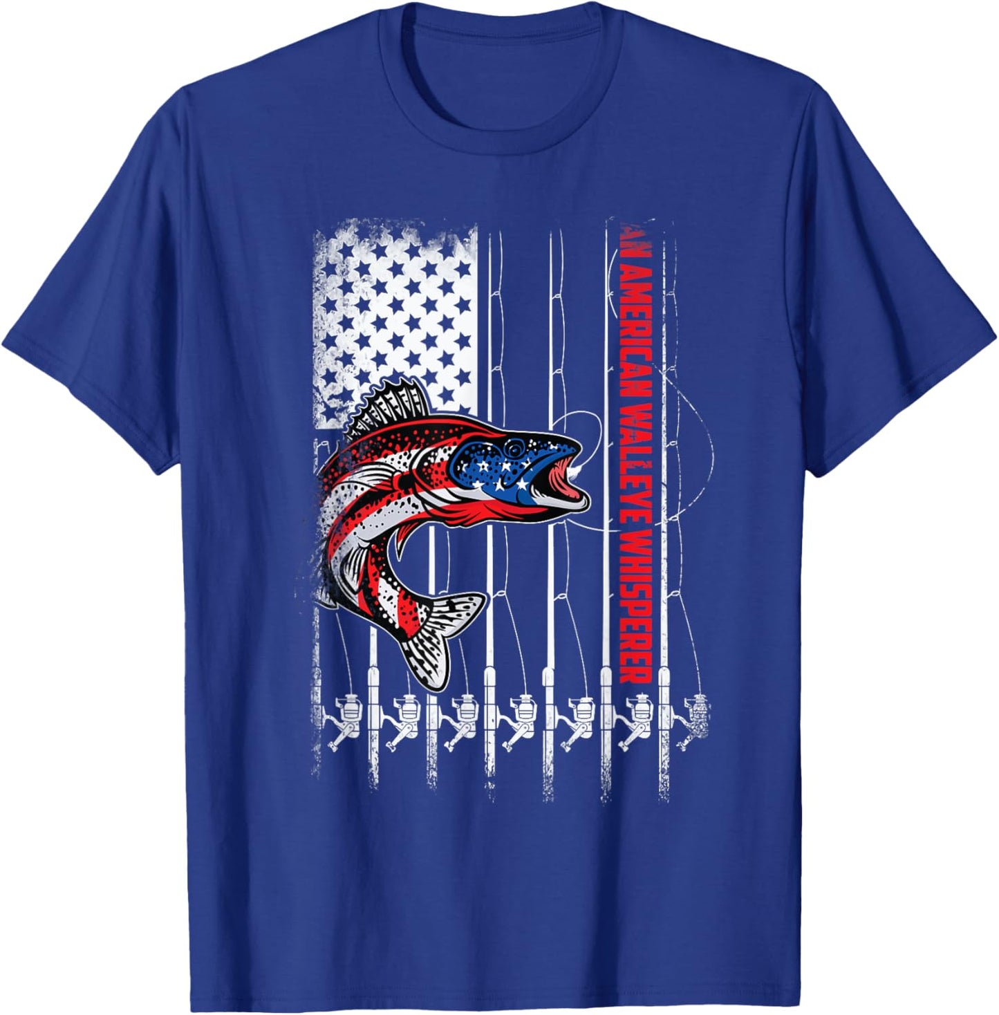 Patriotic anglers American walleye whisperer fisherman T-Shirt - T-Shirt | Royal