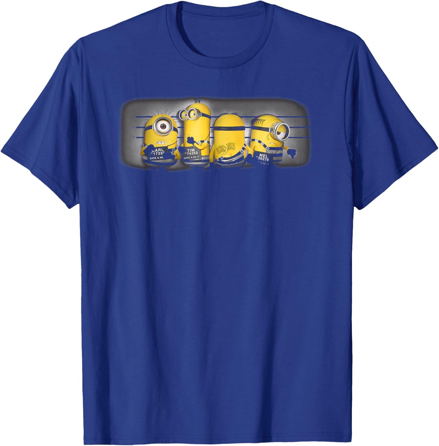 Despicable Me Minions Group Mug Shot Graphic Small T-Shirt - T-Shirt | Royal