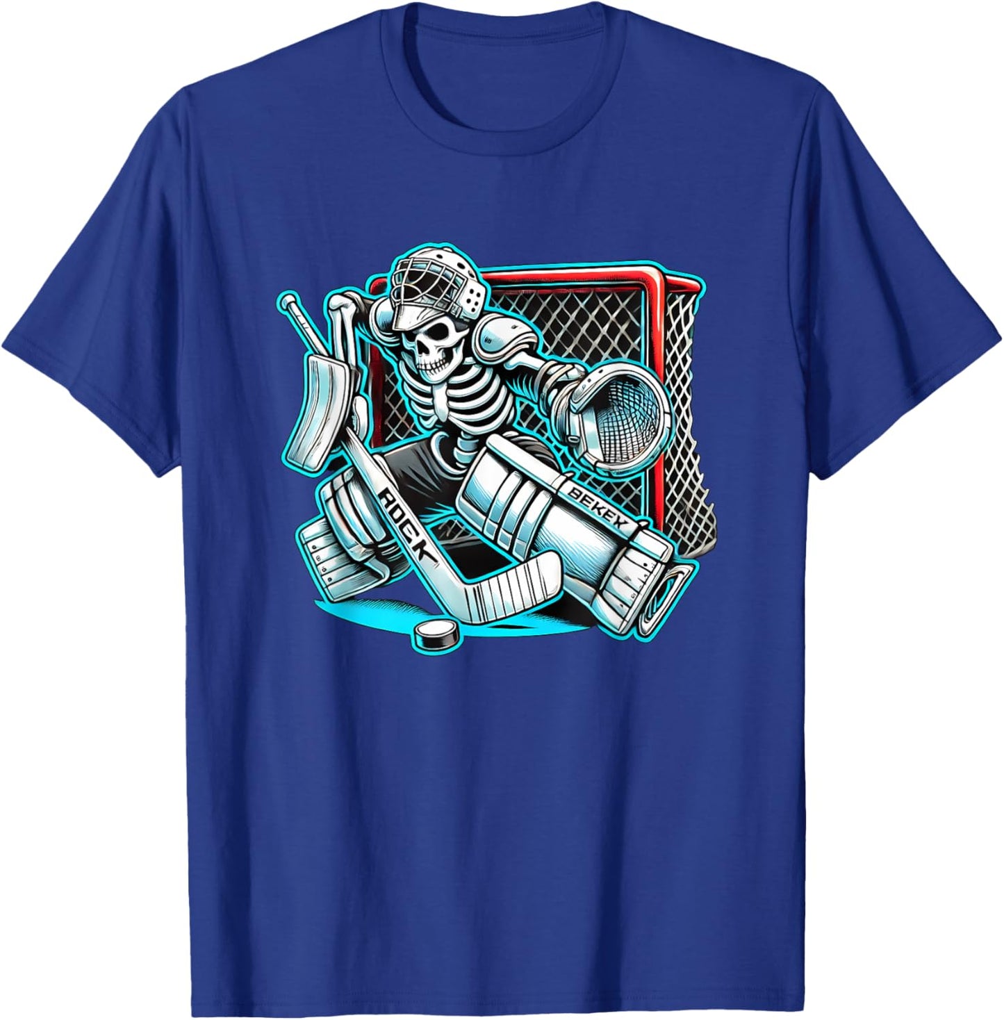 Halloween Skeleton Goalie Hockey T-Shirt - T-Shirt | Royal