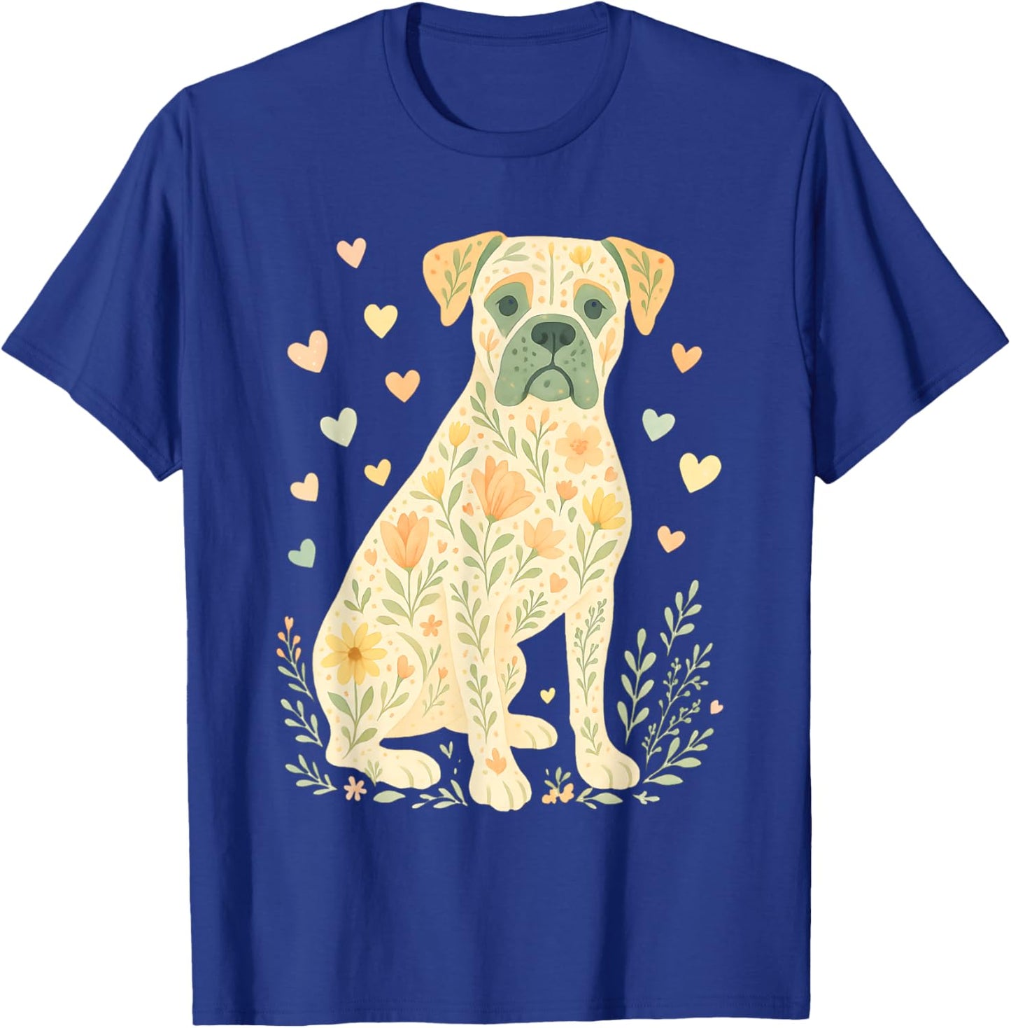 Boxer Dog Floral Shirt Cute Dog Lover Dog Mom T-Shirt - T-Shirt | Royal