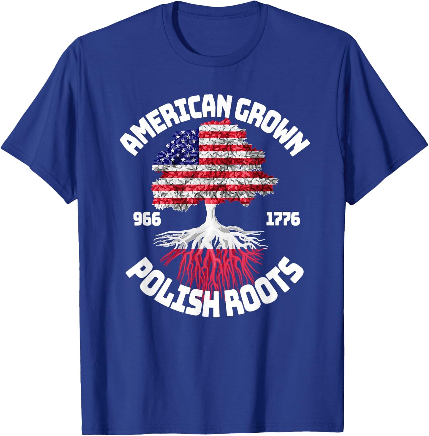 American Grown Polish Roots Polish American Flag T-Shirt - T-Shirt | Royal