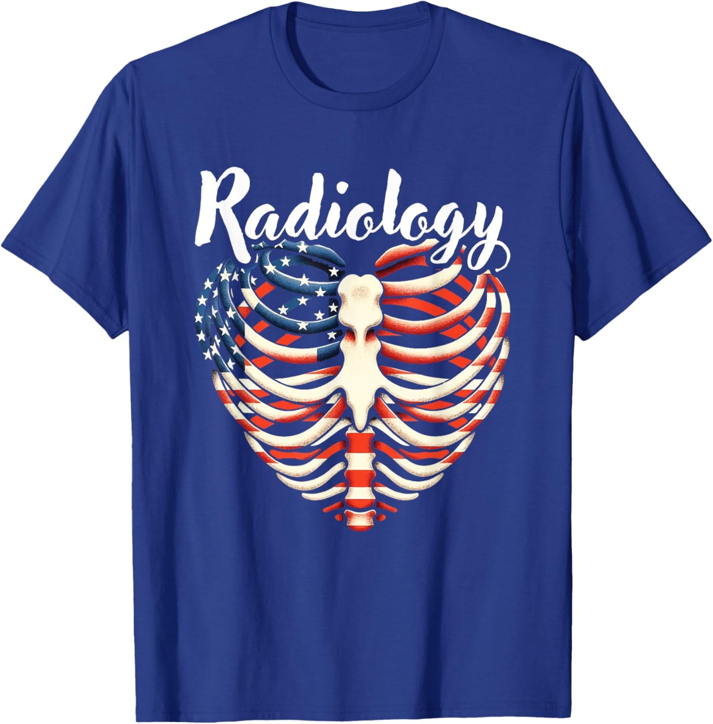 Radiology Ribcage Heart American Flag Radiologic Technology T-Shirt - T-Shirt | Royal