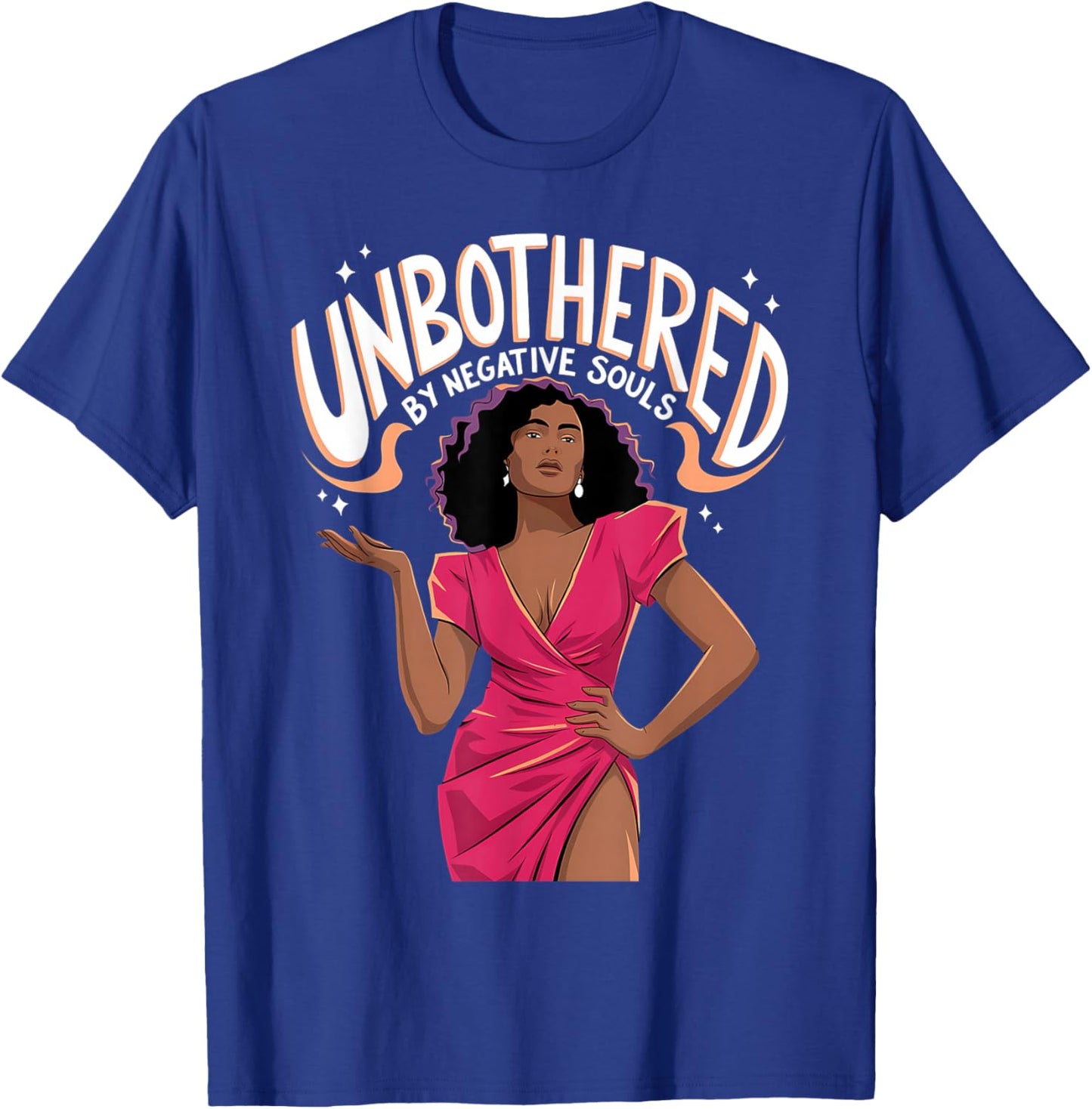 Unbothered By Negative Souls Black Women Girls Afro Queen T-Shirt - T-Shirt | Royal