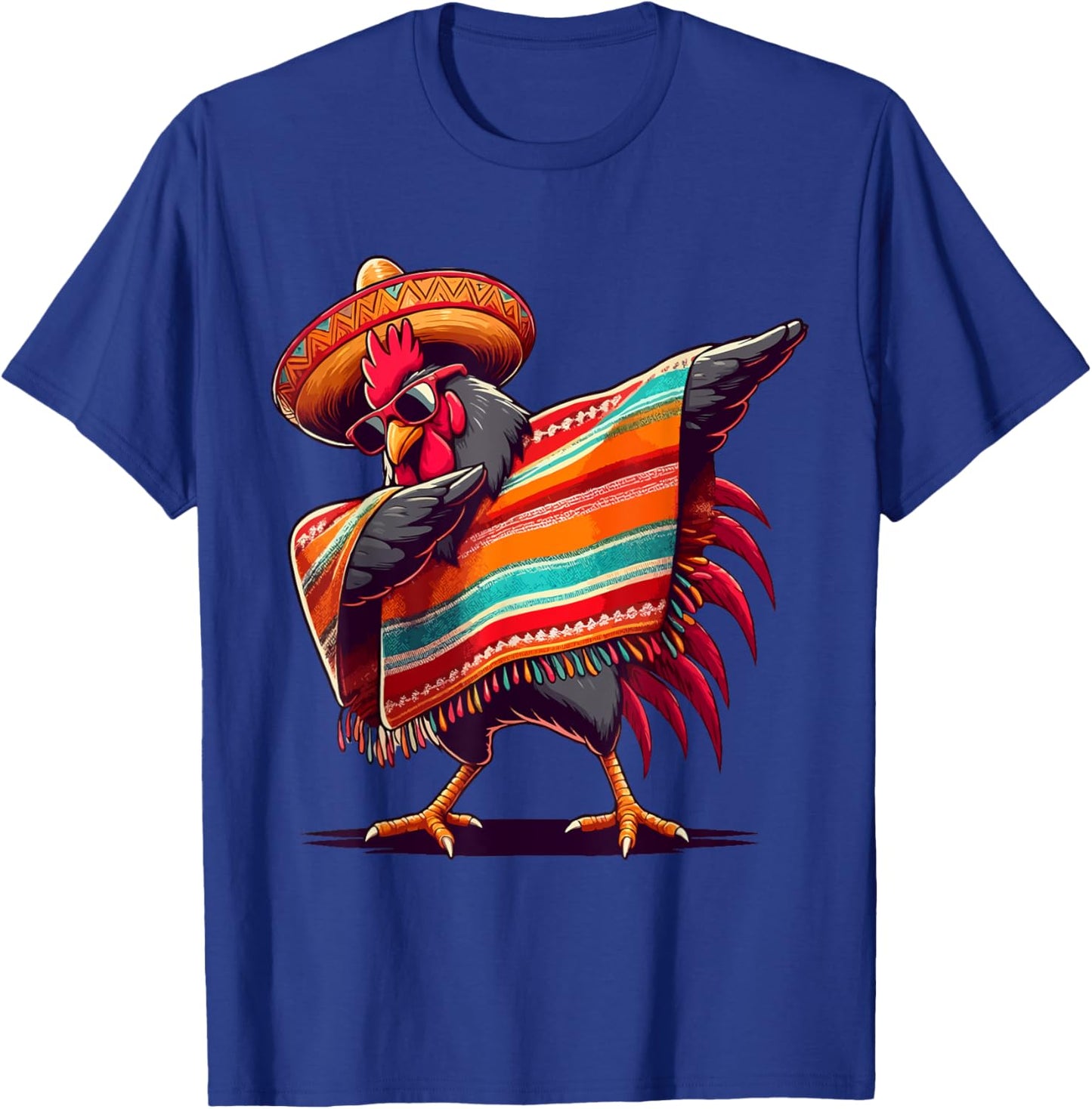 Rooster Dabbing Mexican Poncho Cinco de Mayo Chicken Lover T-Shirt - T-Shirt | Royal