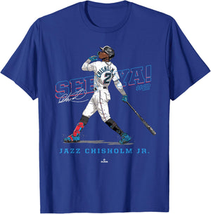 See Ya! Jazz Chisholm Jr Miami MLBPA T-Shirt - T-Shirt | Royal