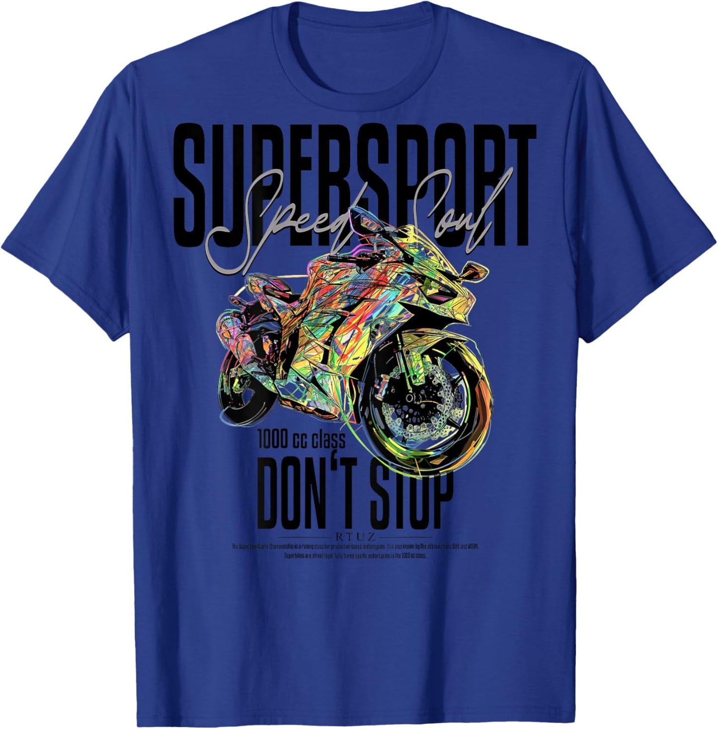 Supersport bike racing motorcycle backprint motorcycle T-Shirt - T-Shirt | Royal