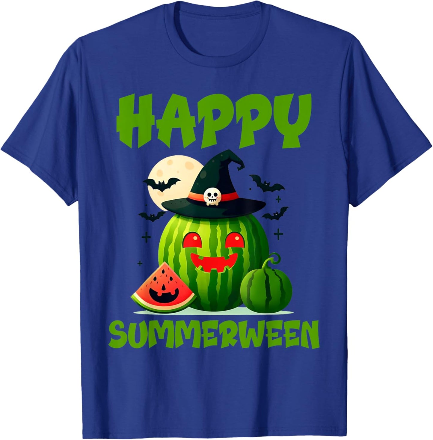 Happy Summerween Summer Watermelon Jack-o-lantern Halloween Women T-Shirt - T-Shirt | Royal