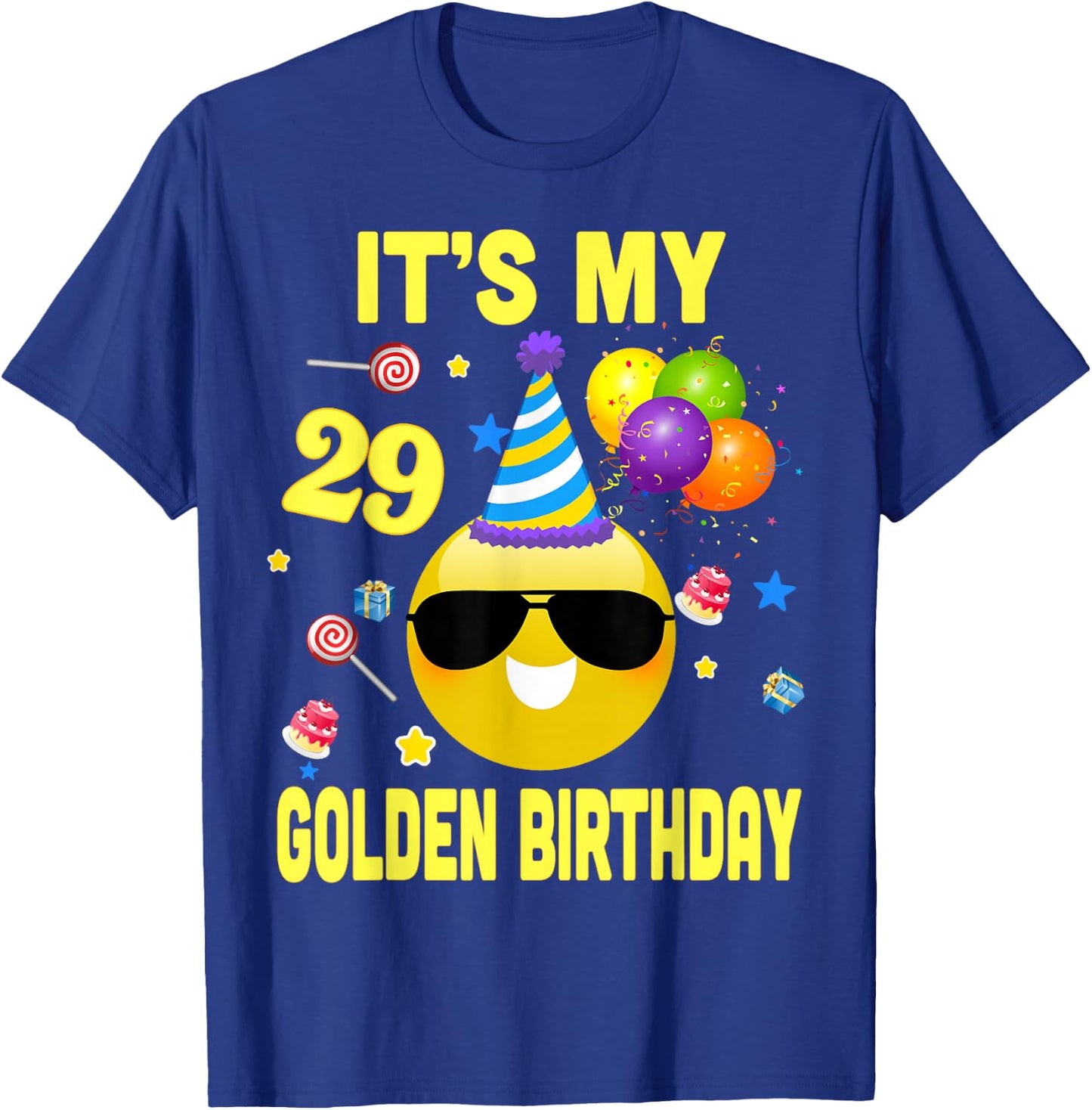 29th Birthday Gifts It's My Golden Birthday 29 Years Old WY2 T-Shirt - T-Shirt | Royal