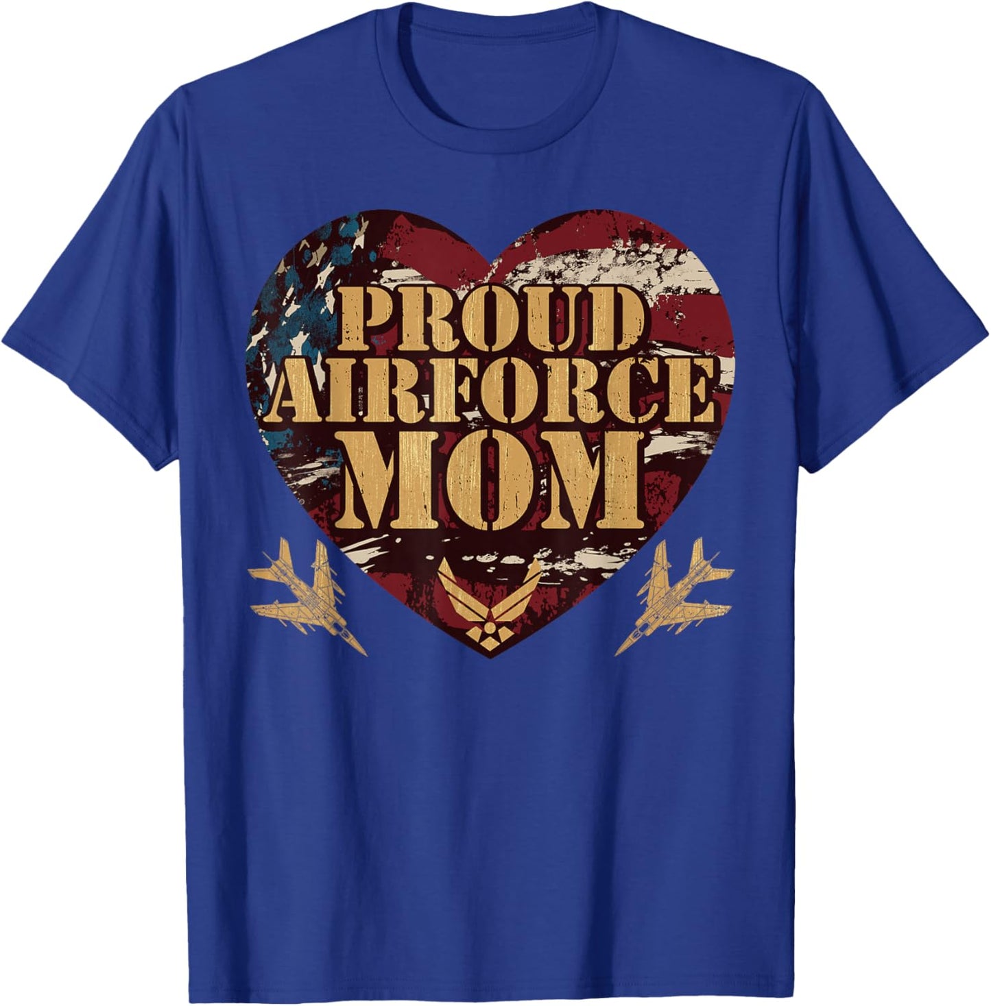 Proud Air Force Mom Army Military Mom Mother's Day T-Shirt - T-Shirt | Royal