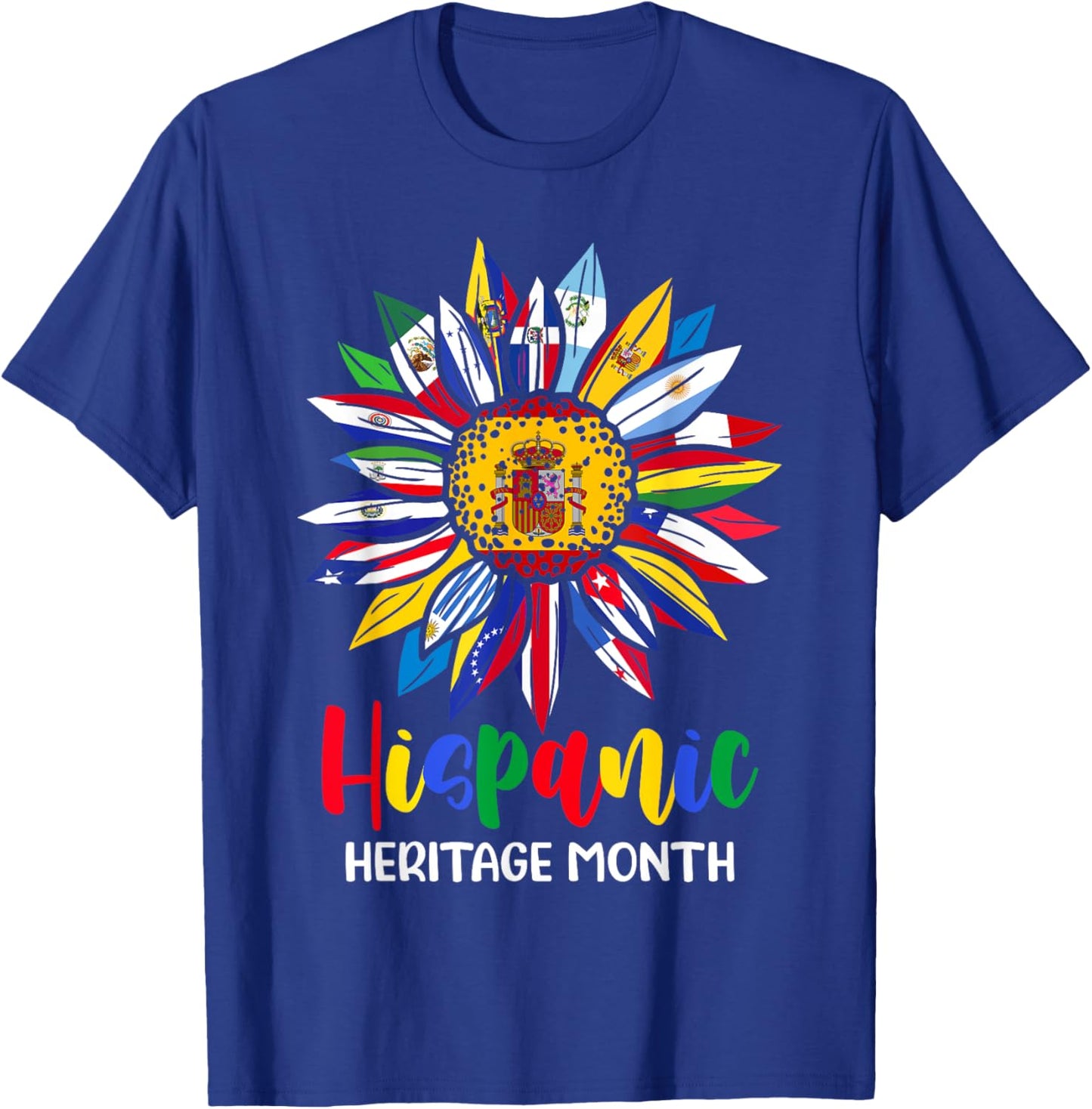 Hispanic Heritage Month Spain Flag Sunflower Latino Flags T-Shirt - T-Shirt | Royal