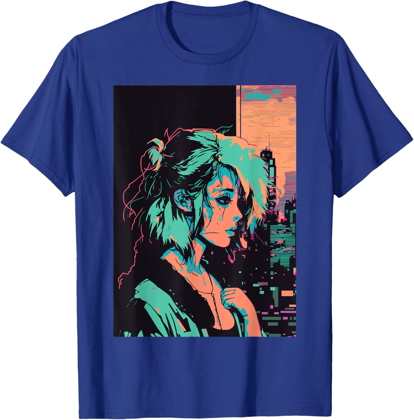 Japanese Vaporwave Sad Anime Girl Indie Aesthetic Otaku T-Shirt - T-Shirt | Royal