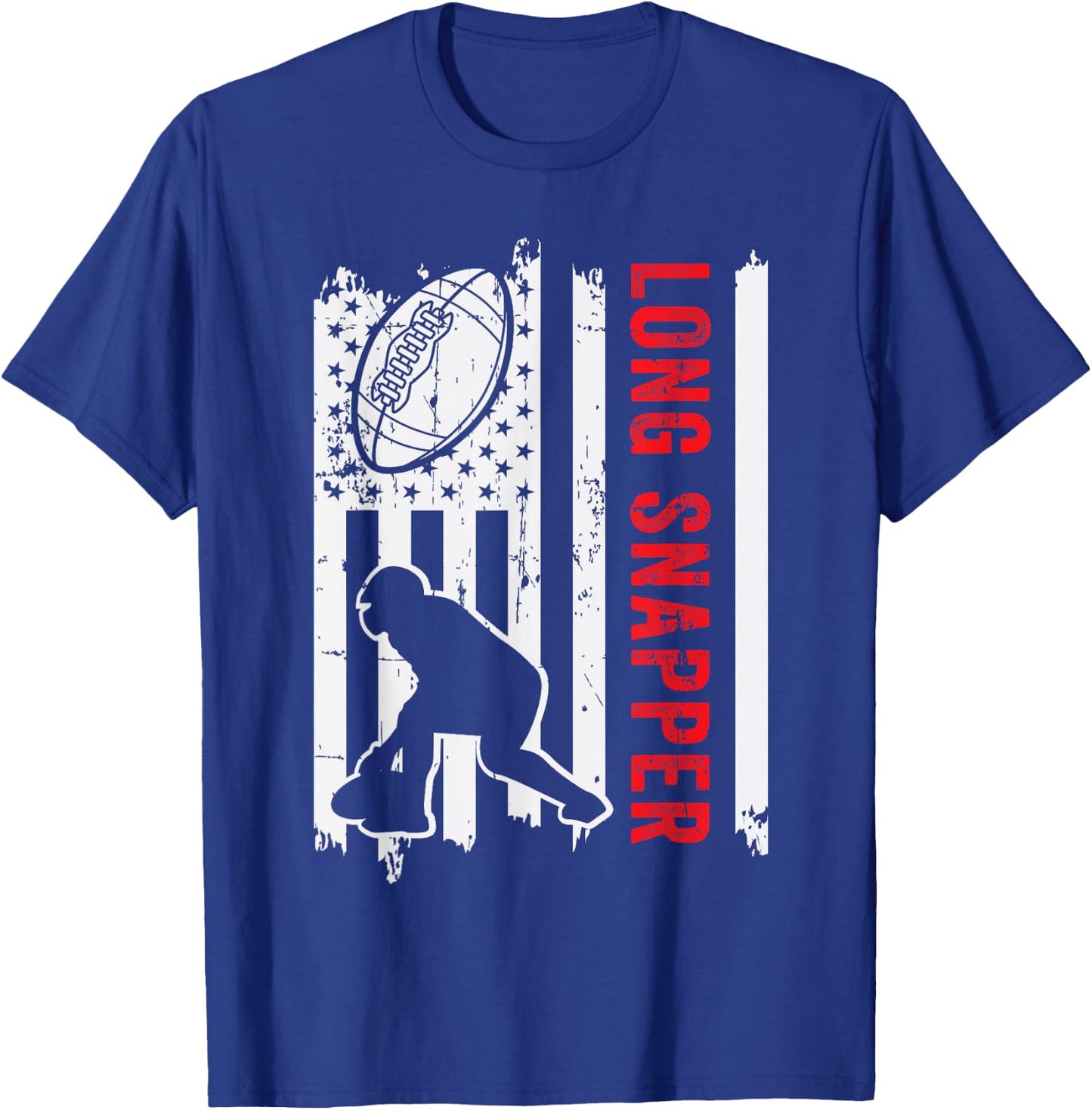 American Flag Long Snapper Football Player Position Team T-Shirt - T-Shirt | Royal