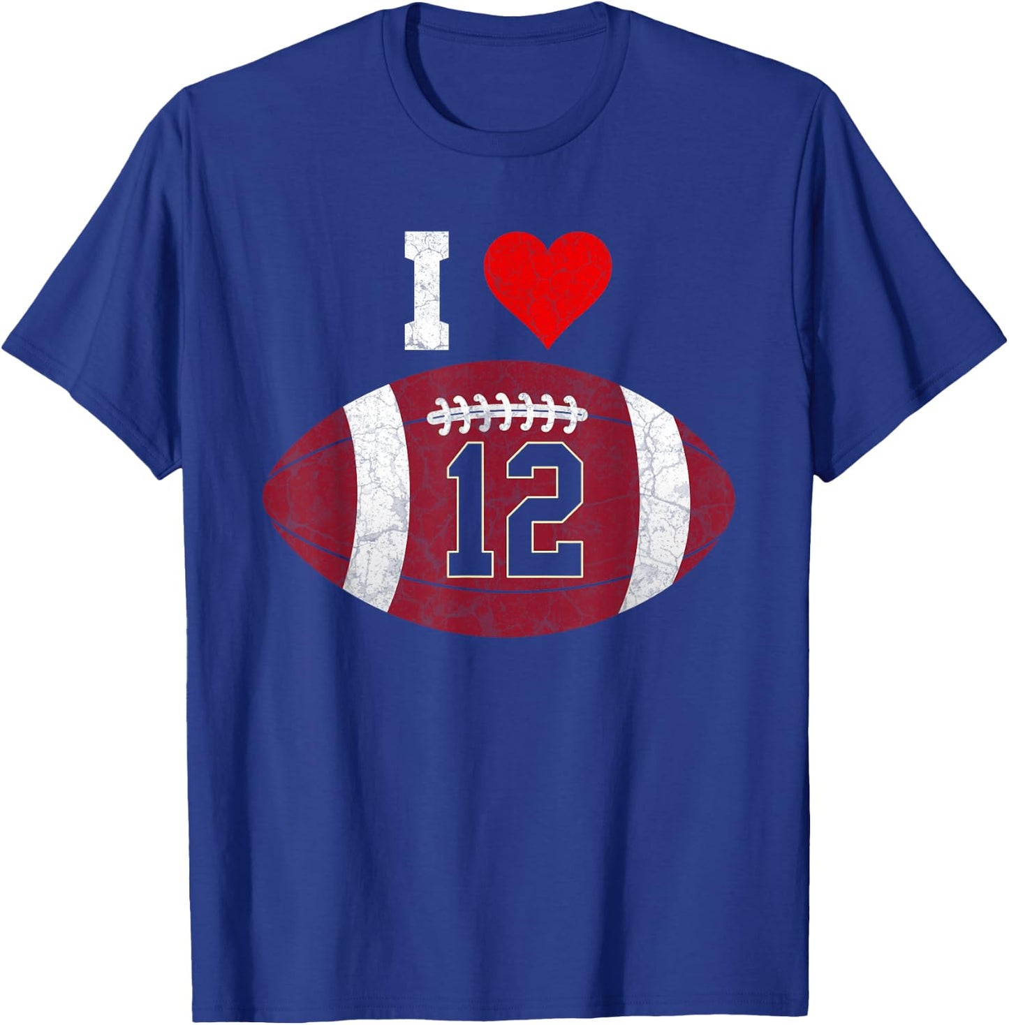 Football Number #12 Football Lover Gift Vintage Retro T-Shirt - T-Shirt | Royal