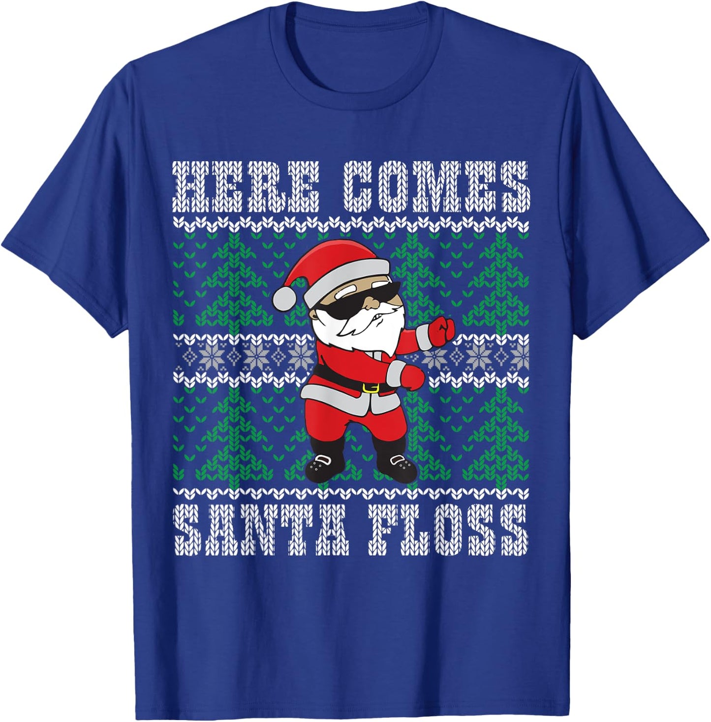 Santa Floss Dance - Ugly Christmas Sweater Kids Gift T-Shirt - T-Shirt | Royal