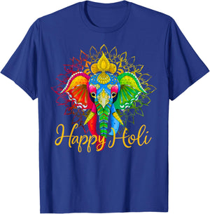 Happy Holi Festival India Colors Elephant Hindu Spring 2025 T-Shirt - T-Shirt | Royal
