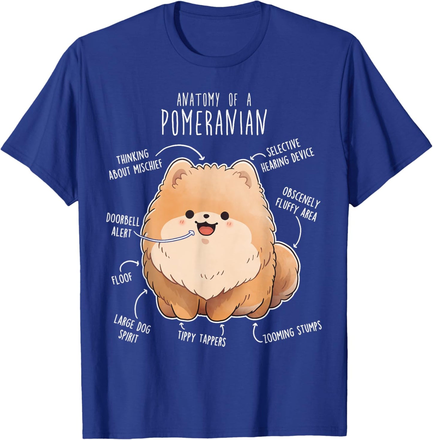 Orange Pomeranian Anatomy, Funny Cute Pet Pom Mom Dog Dad Women Kids T-Shirt - T-Shirt | Royal