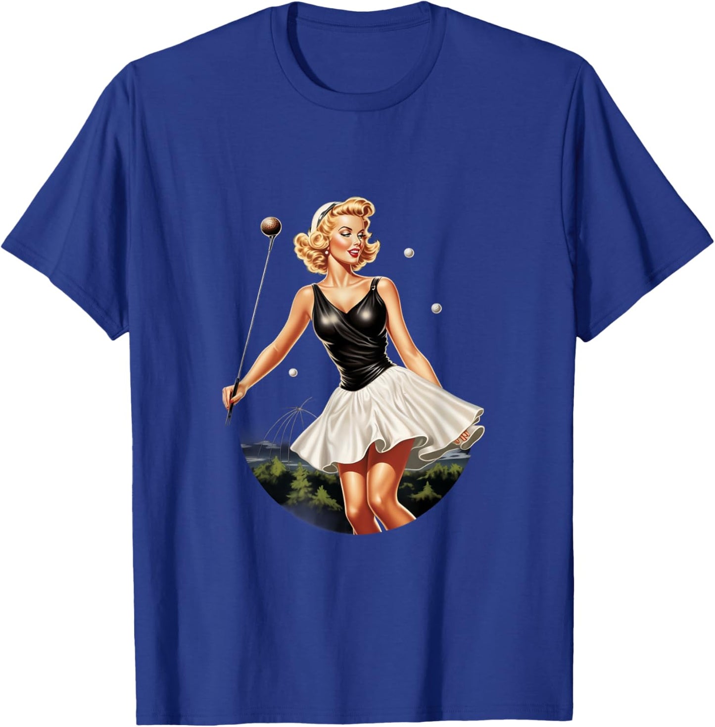 Pinup Girl Golfer Golf Vintage T-Shirt - T-Shirt | Royal