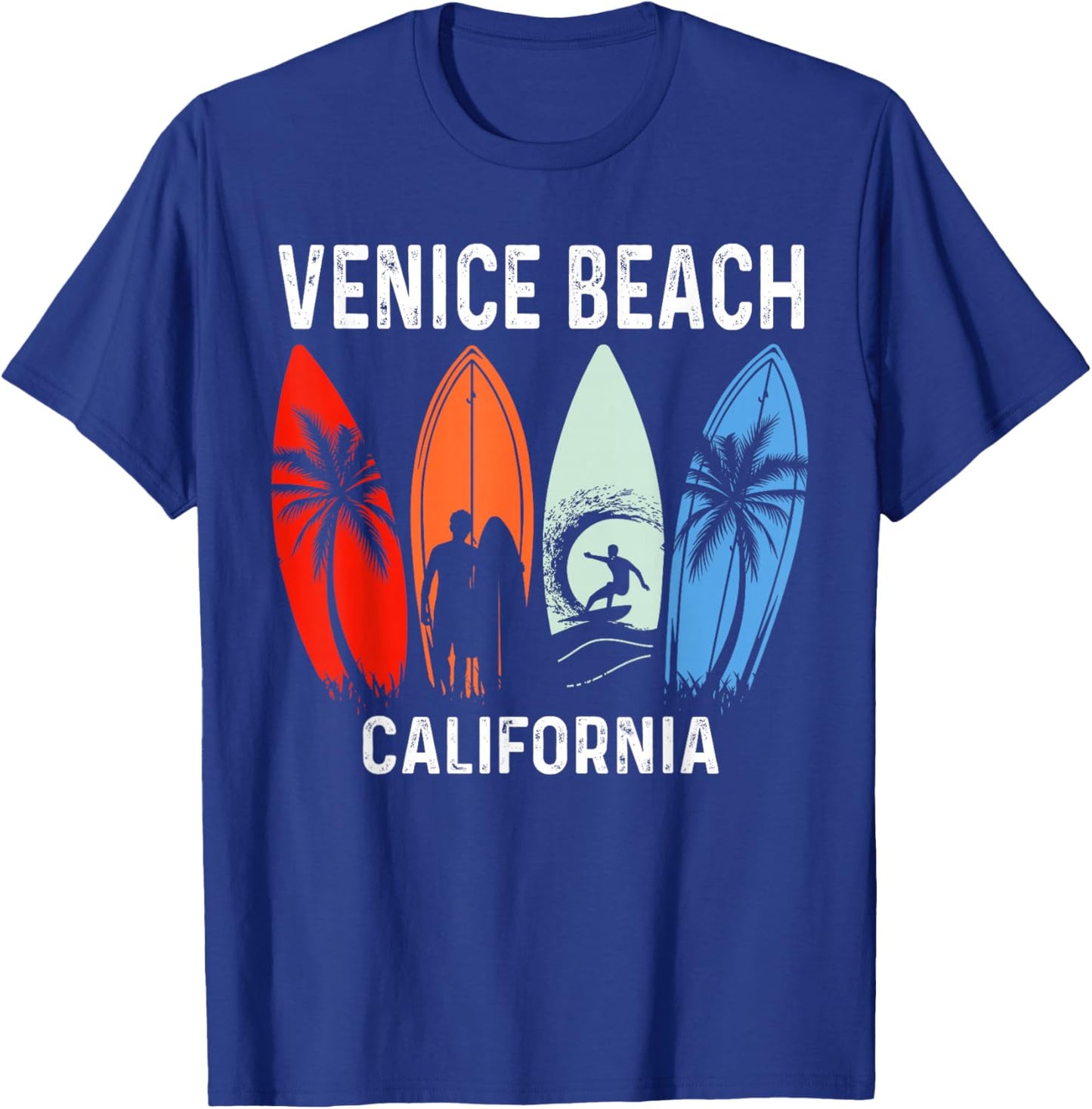 Retro Venice Beach California Surfing Beach T-Shirt - T-Shirt | Royal