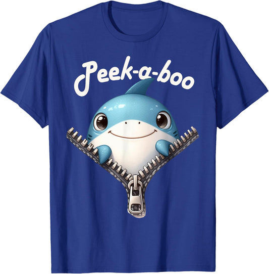 Funny - Peek-a-boo - Shark T-Shirt - T-Shirt | Royal