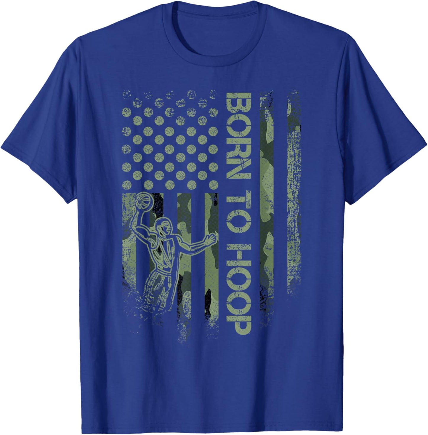 Vintage USA Camouflage Born To Hoop - Basketball Player Love T-Shirt - T-Shirt | Royal