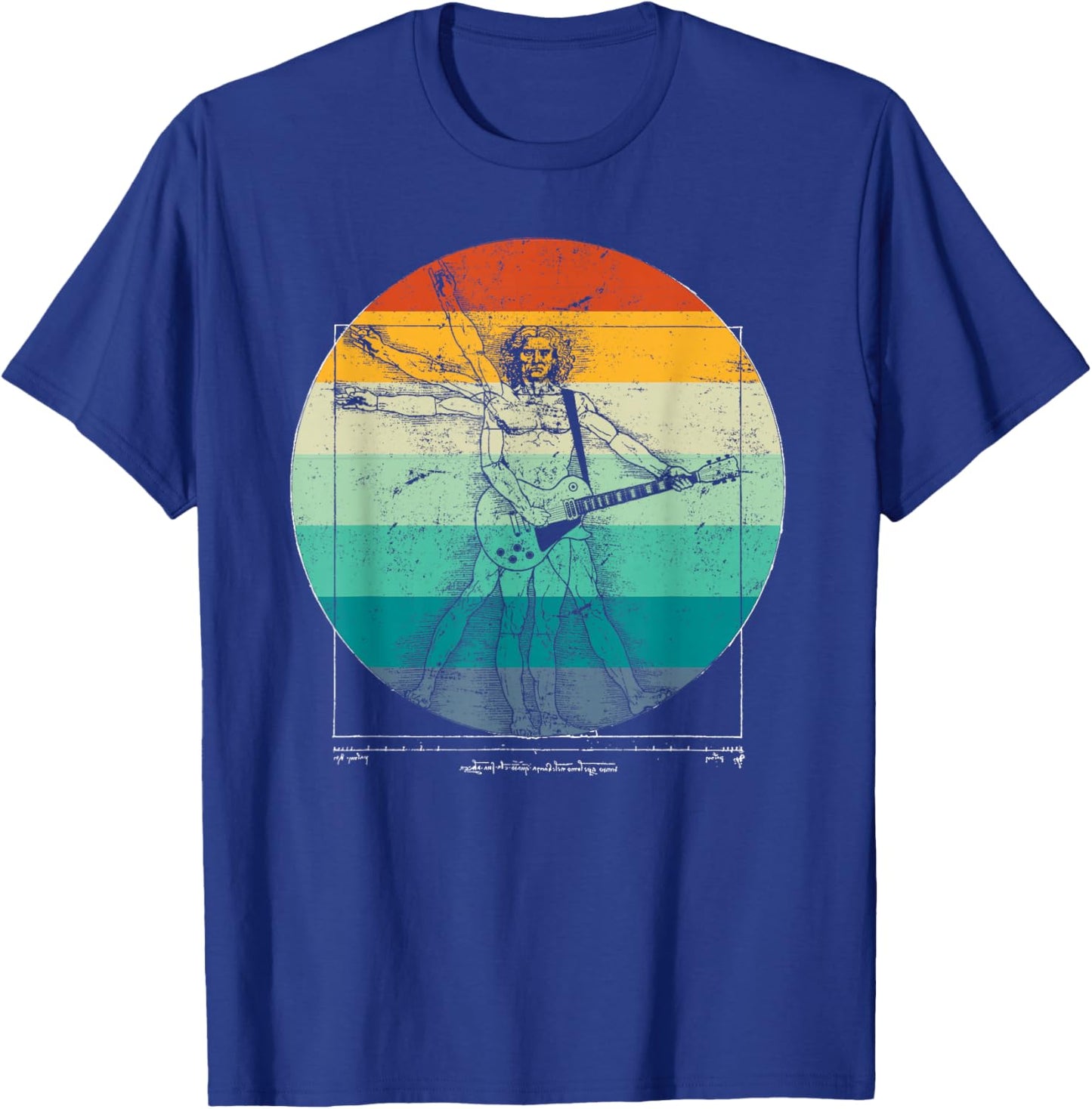 Funny Guitar Player Da Vinci Vitruvian Man Musicians T-Shirt - T-Shirt | Royal