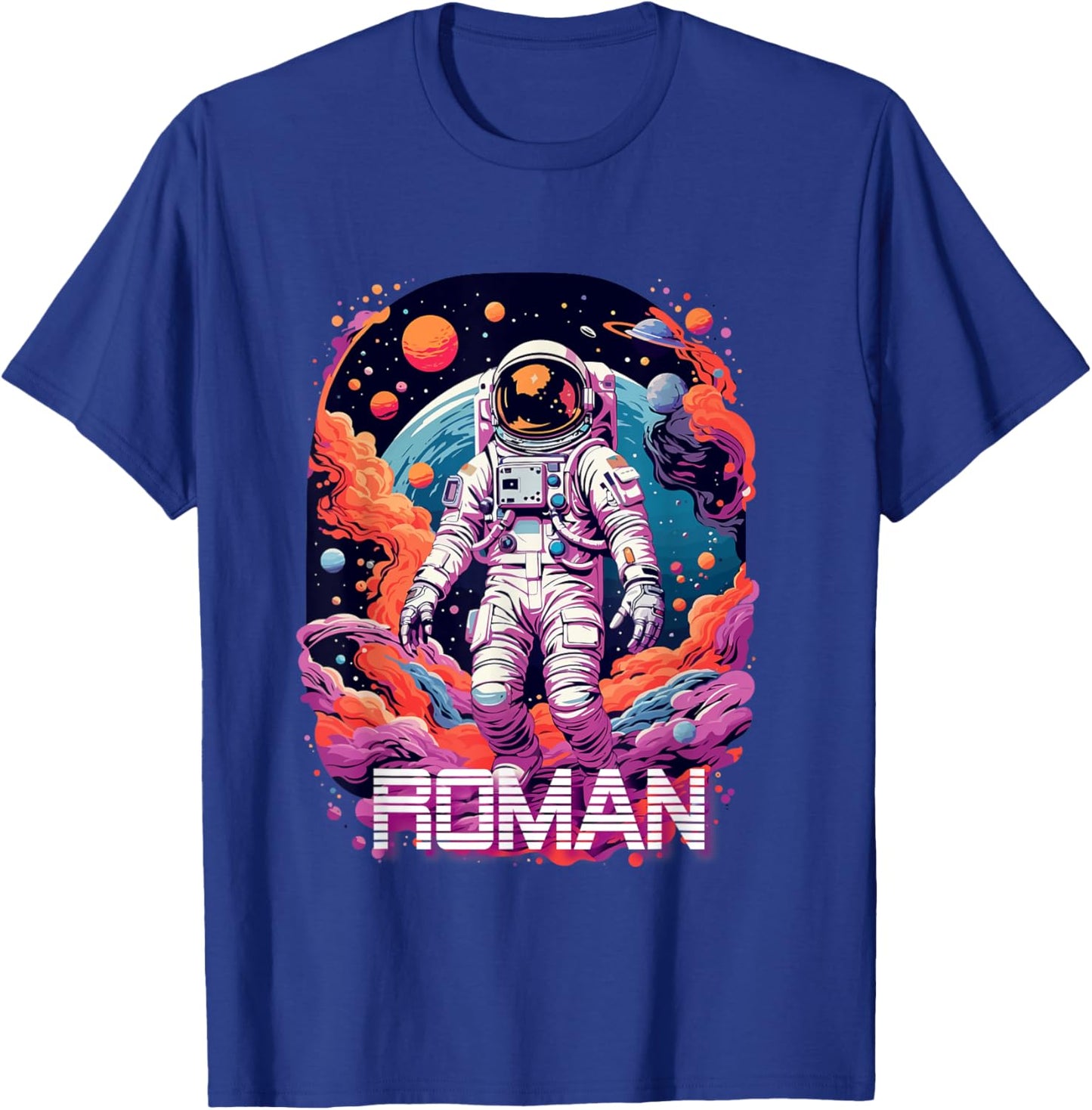 ROMAN - Cute Boy Name with cool Astronaut T-Shirt - T-Shirt | Royal